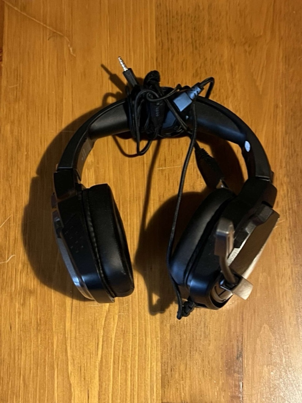 Black Over-Ear Wired Headphones with Built-In Microphone